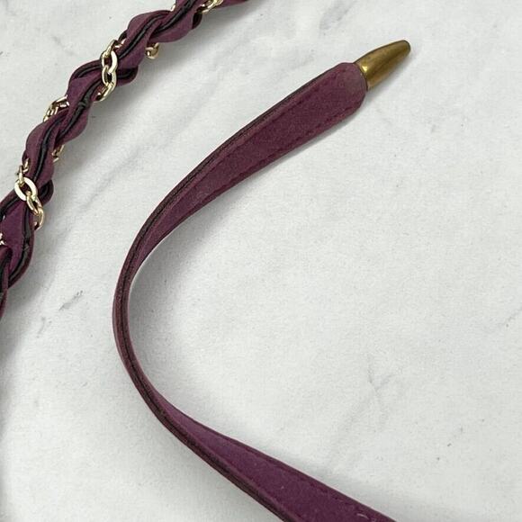 Purple Faux Suede Gold Tone Chain Woven Tie Belt One Size OS - Picture 12 of 12